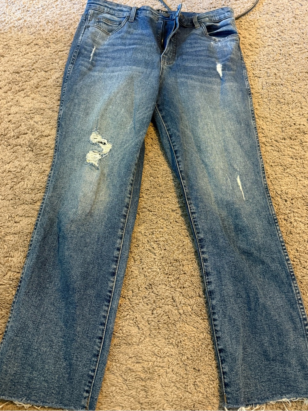Kut from the Kloth Women’s Straight Leg Distressed Blue Jeans